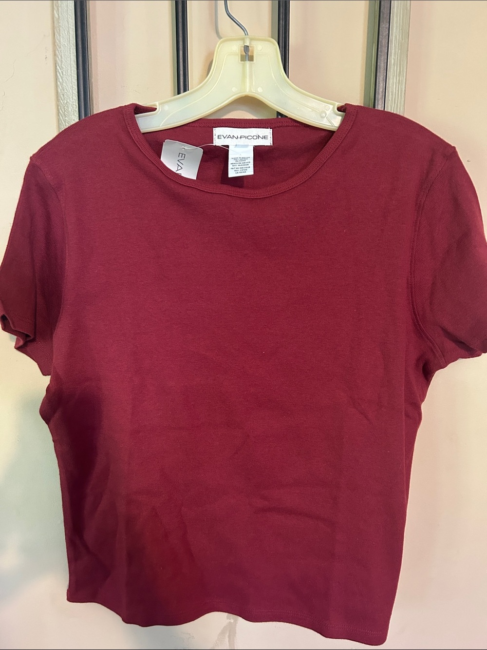 Evan Picone Short Sleeve Crewneck Top - Burgundy